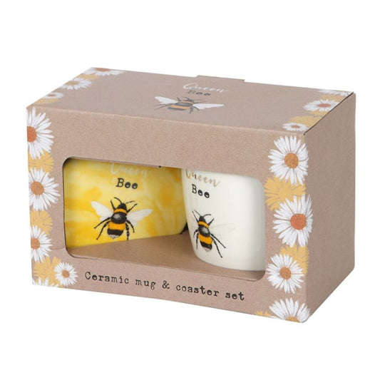 Queen Bee Ceramic Mug and Coaster Gift Set