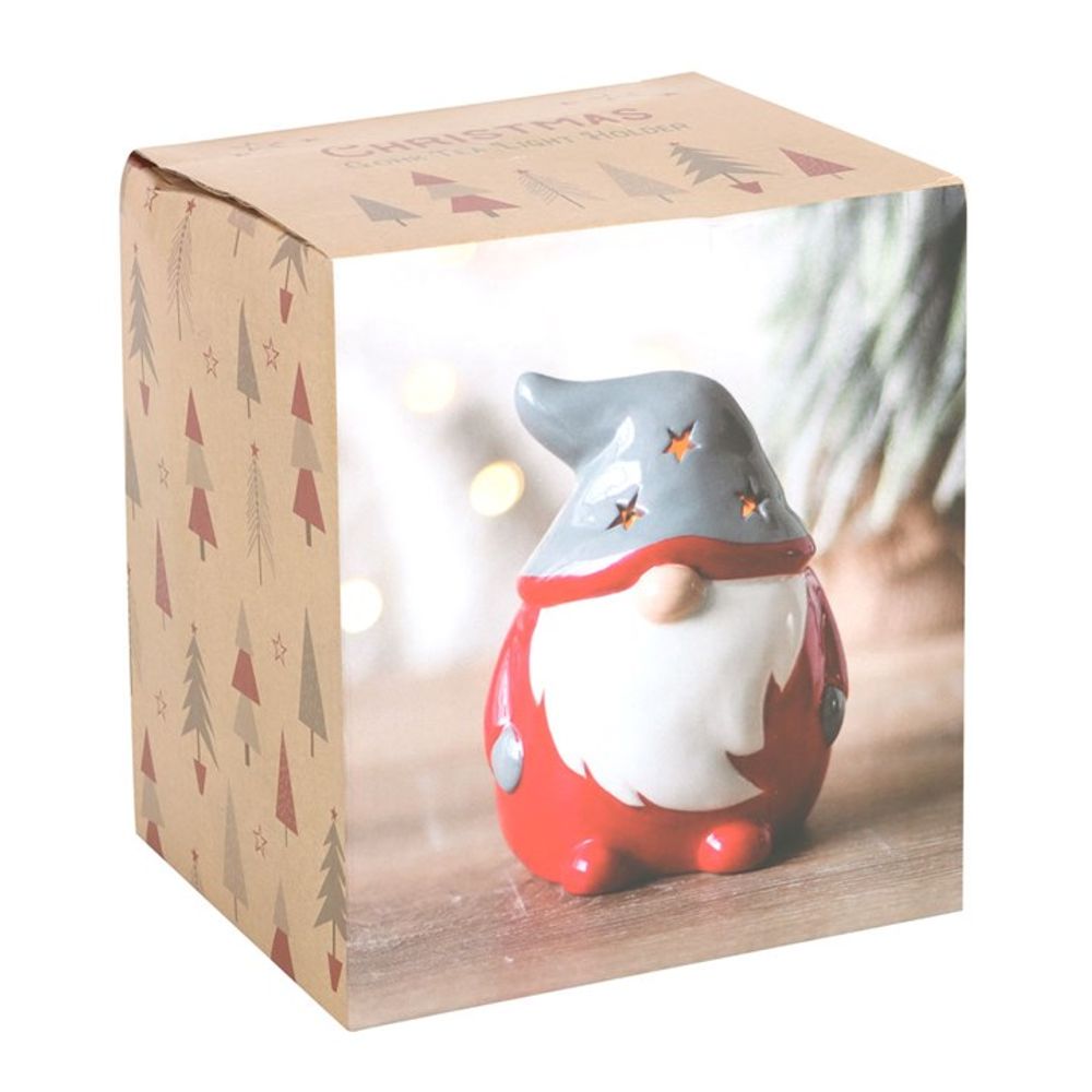 Red and Grey Gonk Tealight Holder - perfect for Christmas