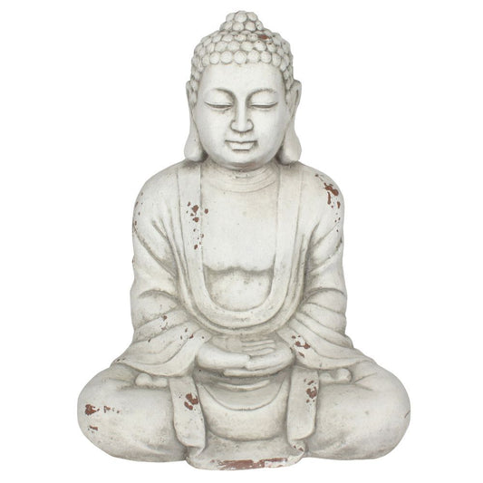 58cm Hands In Lap Sitting Garden Buddha (White)