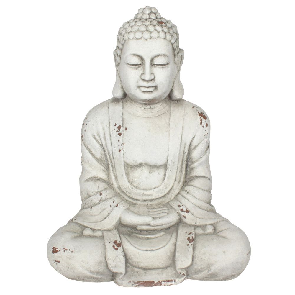 58cm Hands In Lap Sitting Garden Buddha (White)