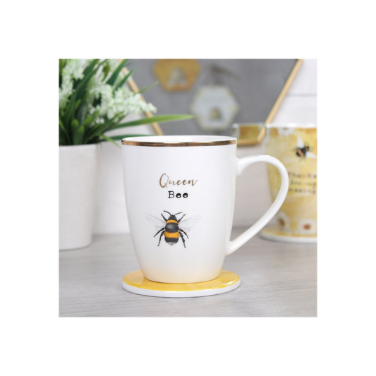 Queen Bee Ceramic Mug and Coaster Gift Set