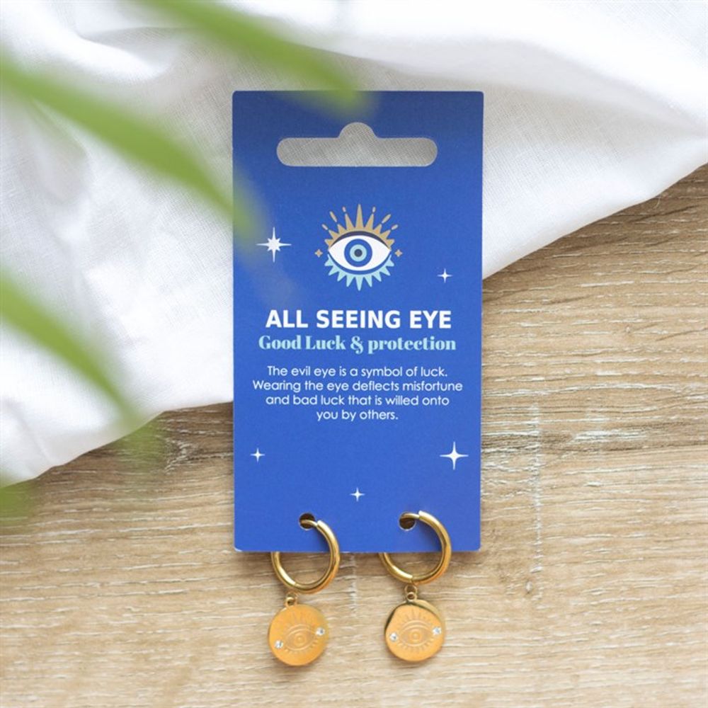 Gold Toned 'All Seeing Eye' Earrings