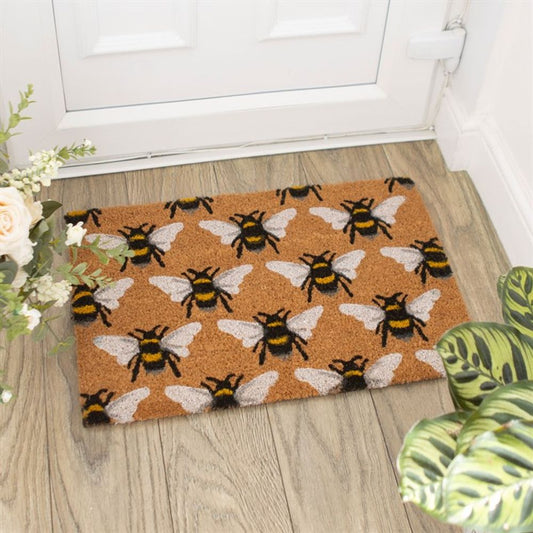 Natural Bee Print Doormat - UK Only