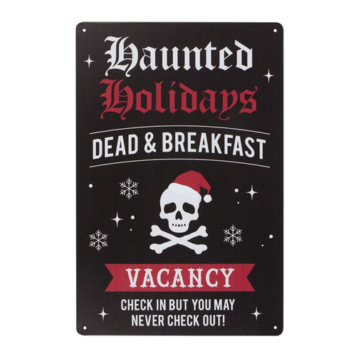 'Haunted Holidays' Christmas Metal Hanging Sign