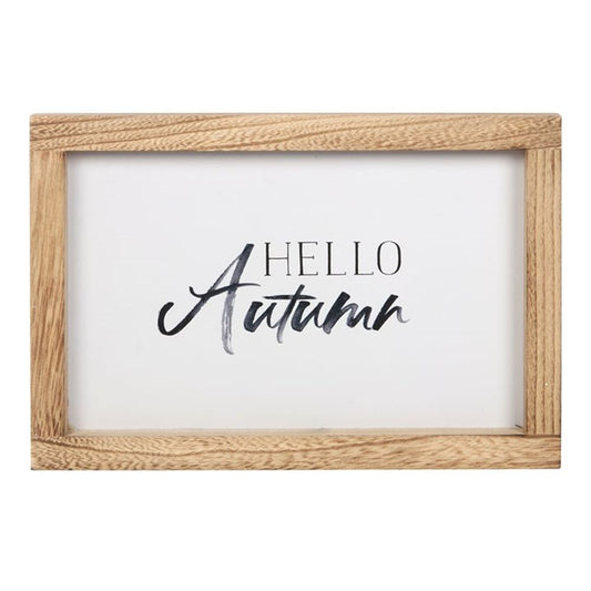 'Hello Autumn' Wooden Framed Sign