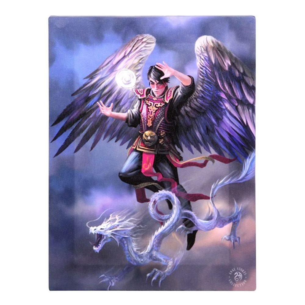 19x25cm Air Element Wizard (with dragon) Canvas Plaque by Anne Stokes