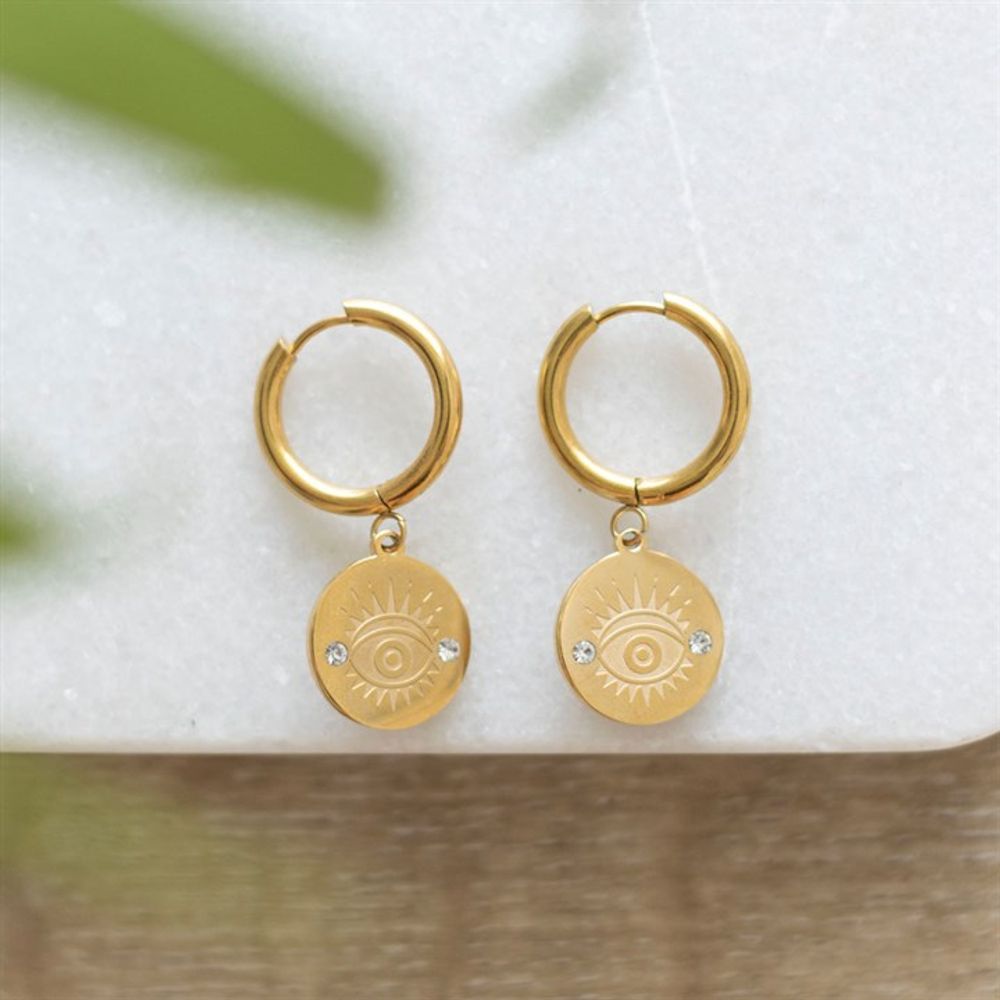 Gold Toned 'All Seeing Eye' Earrings