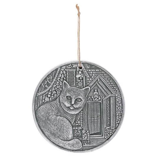 Silver Terracotta 'What Lies Within' (cat) Wall Plaque By Lisa Parker