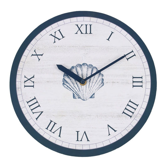 28cm Coastal Charm Shell Wooden Wall Clock