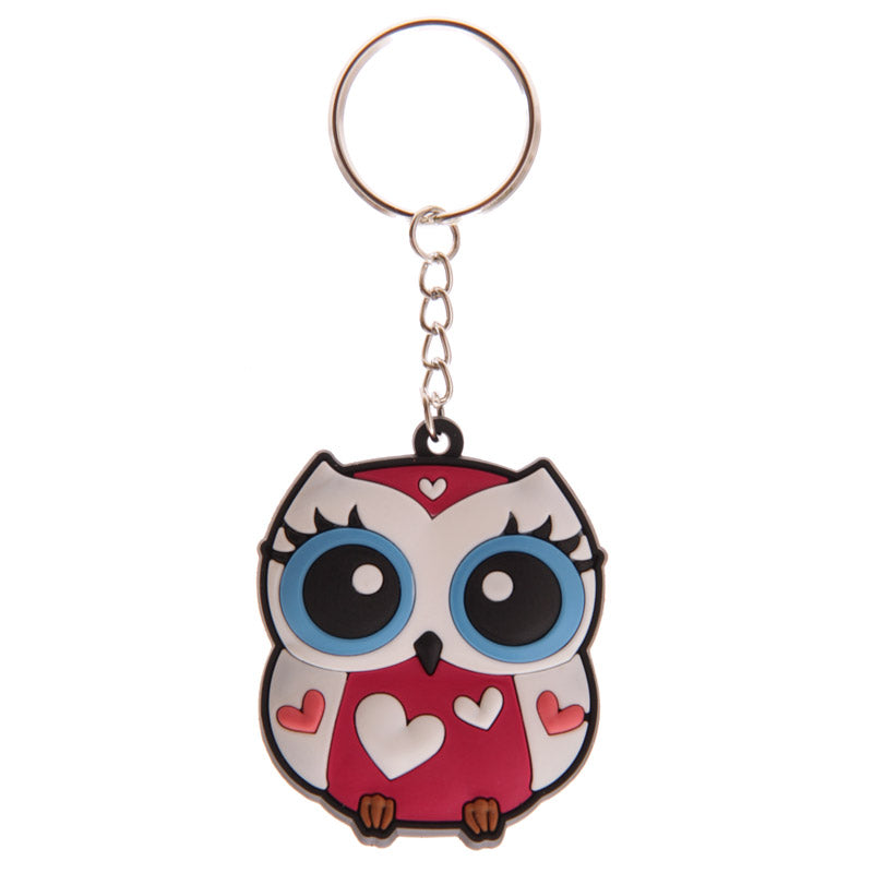 Cute and Colourful PVC Owl Keyring