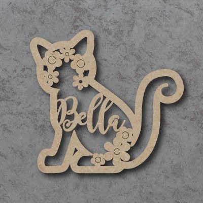Personalised and Customisable Wooden Cat Name Decoration