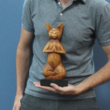 Large Hand Carved Wooden Yoga Cats (30cm) - 3 Designs Available